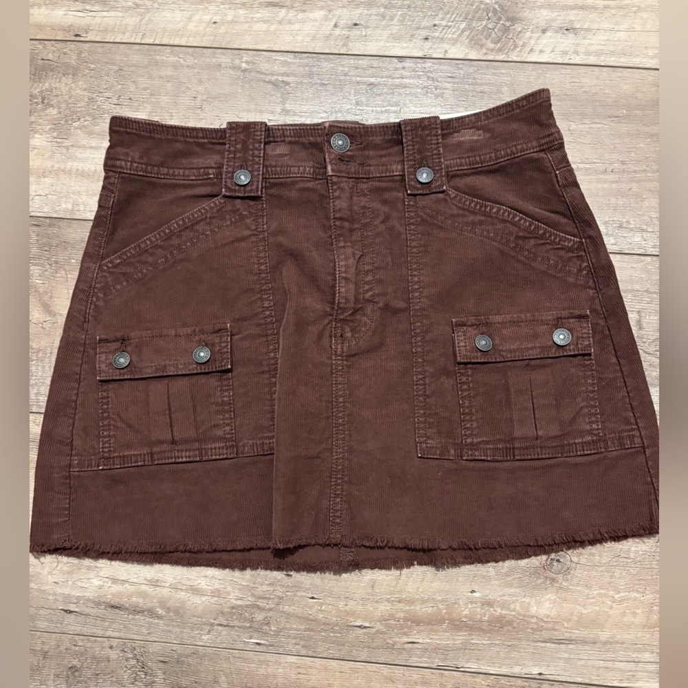 American Eagle Super Hi-Rise A-Line Maroon Mini Skirt
